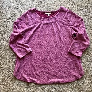 Dana Buchman Maroon 3/4 Sleeve Top